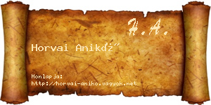 Horvai Anikó névjegykártya